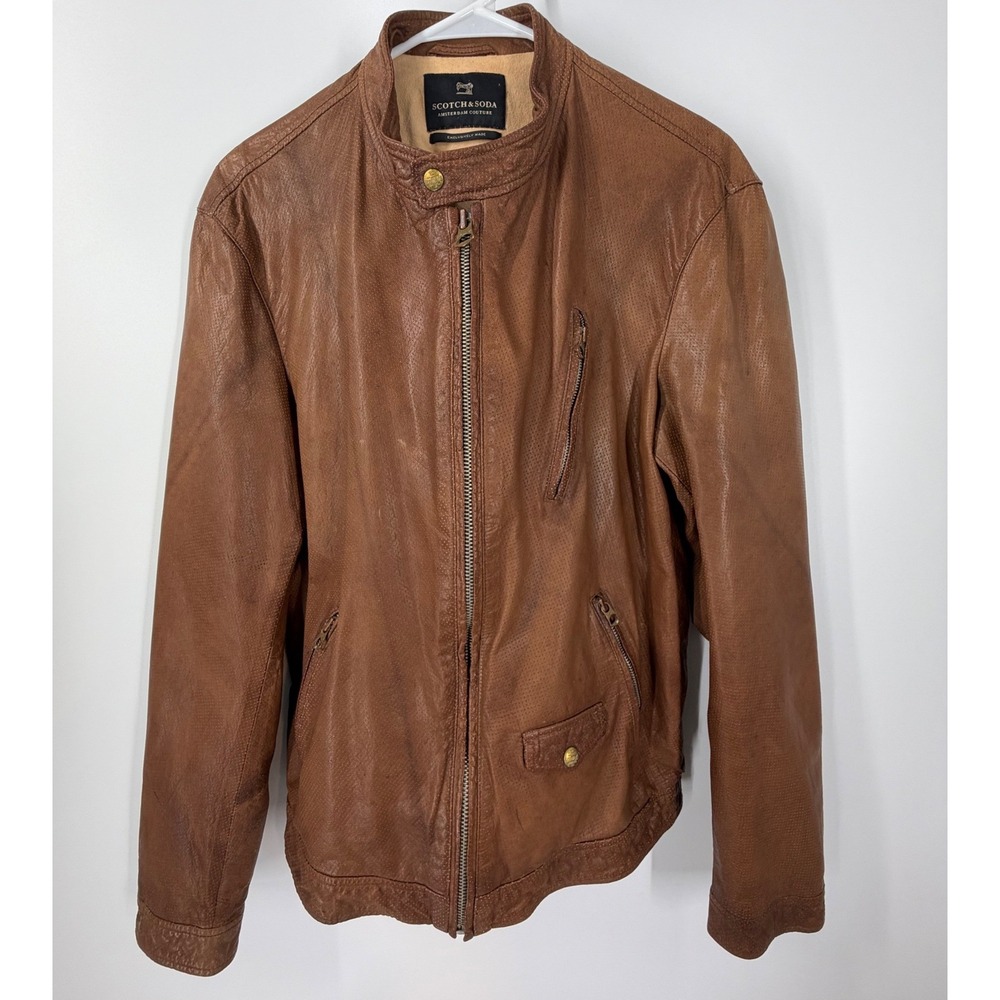 Scotch and Soda Goat Leather Jacket, Amsterdam Couture Exclusive Men's Size L - Picture 2 of 16